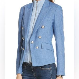 Veronica Beard Diego Dickey Jacket in Blue Wool Houndstooth